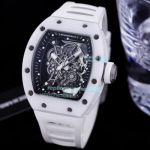 Swiss Quality Replica Richard Mille RM055 Ceramic Bezel Watch White Rubber Band